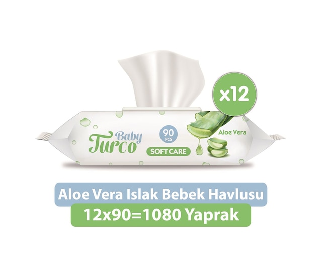 Baby Turco Softcare Aloe Vera Islak Bebek Havlusu 12 x 90 Yaprak