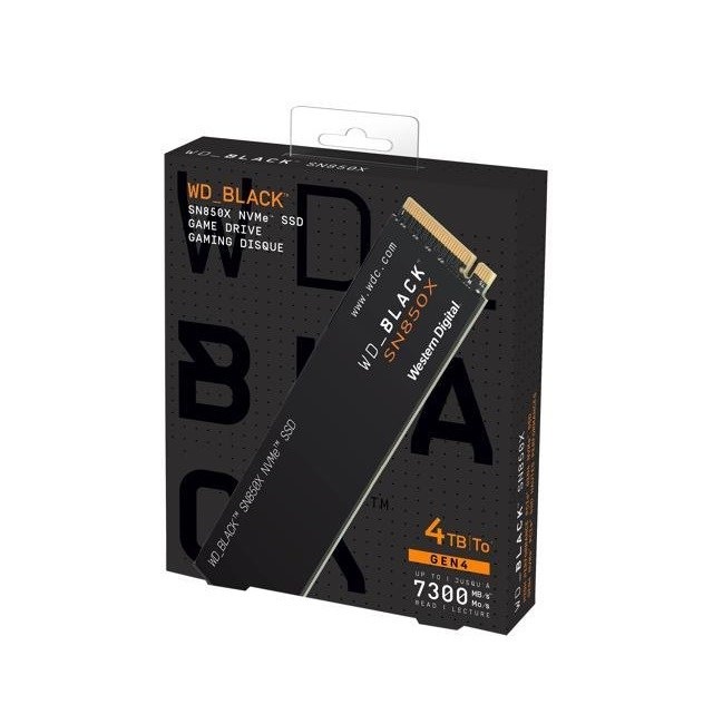 Western Digital Black Sn850x 4TB NVMe M.2 2280 Okuma 7300 MB/s Yazma 6600 MB/s