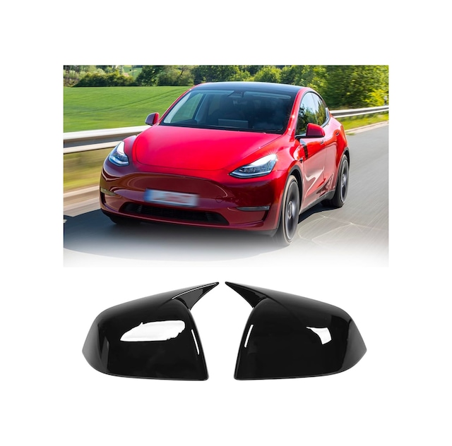 Tesla Model Y 2020-2024 Uyumlu Yarasa Ayna Kapağı İthal Parlak Siyah