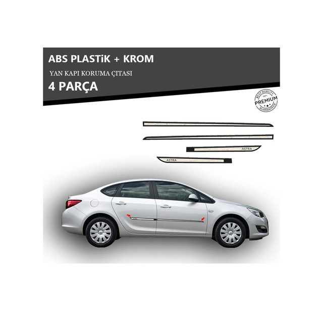 Opel Astra J Sedan - Hb - Sw Yan Kapı Koruma Çıtası Plastik + Krom Unvrslppkçt00072