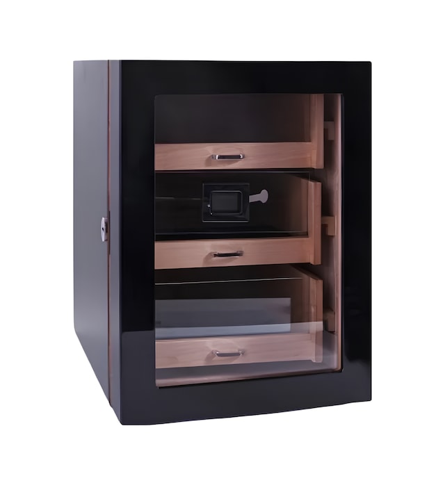 Premiumquality Belgrano Siyah 3 Çekmeceli Sedir Humidor Puro Kutusu - Tr8785