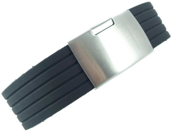 Siyah Klipsli Kauçuk Silikon Saat Kordonu 22mm Akıllı Pimli Kayış