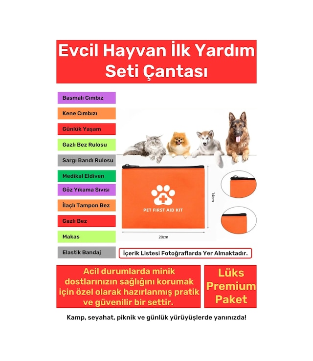 Premium Kamp Seyahat Günlük Dolaşım Piknik Evcil Hayvan Kedi Köpek İlk Yardım Seti Çantası