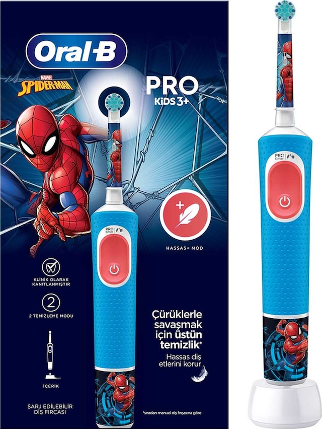 ORAL B Vitality Pro Spiderman Özel Seri Çocuklar İçin Şarj Edilebilir Diş Fırçası D103