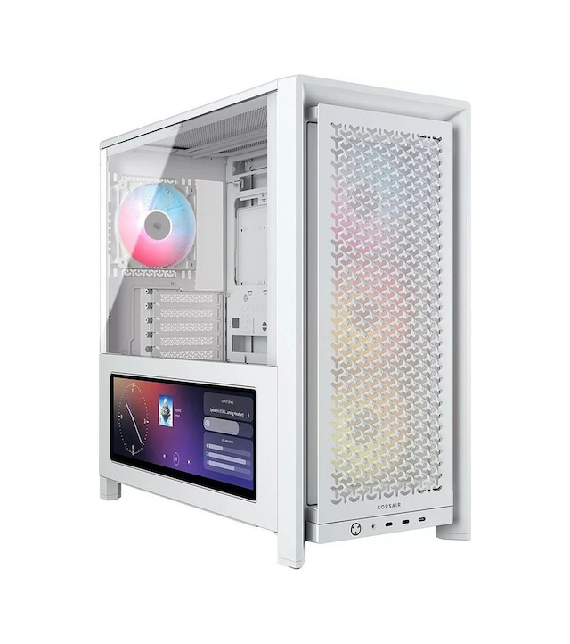 Corsair FRAME 4000D LCD RS FAN DOKUNMATIK Mid Tower E-ATX 4x120mm Fans ARGB White Tempered Glass Mesh Front Display