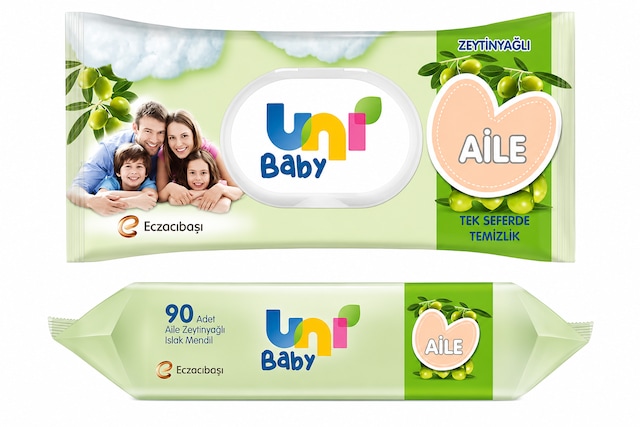 Uni Baby Aile Zeytinyağlı Islak Mendil 90'lı 3'lü Set
