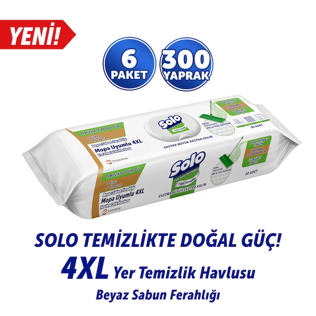 Solo Beyaz Sabun Ferahlığı Mop Uyumlu Yüzey Temizlik Havlusu 6'lı