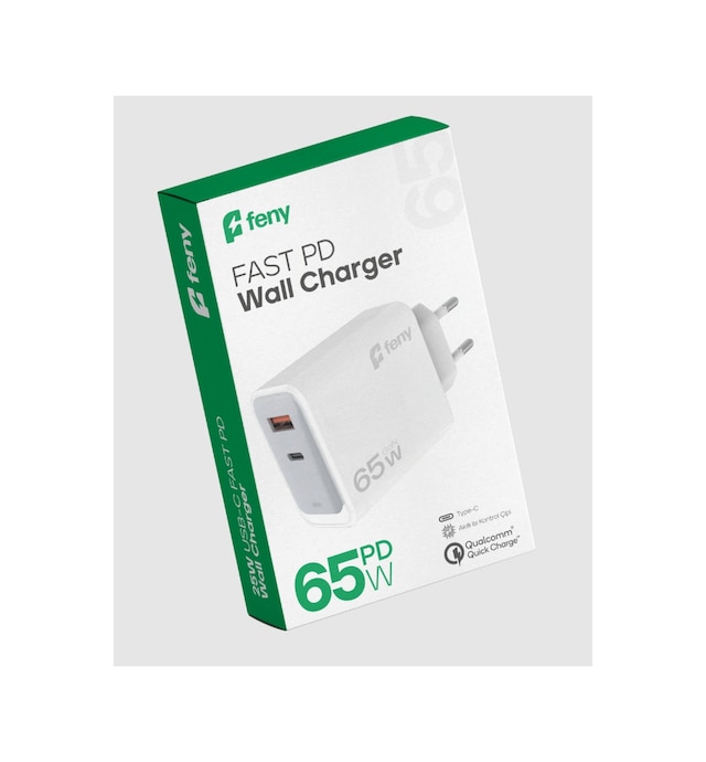 Feny Fn-c65, 65w, Usb+type-c, Akıllı Isı Kontrol Chip, Qualcomm Quick Charge 3.0, Şarj Adaptörü