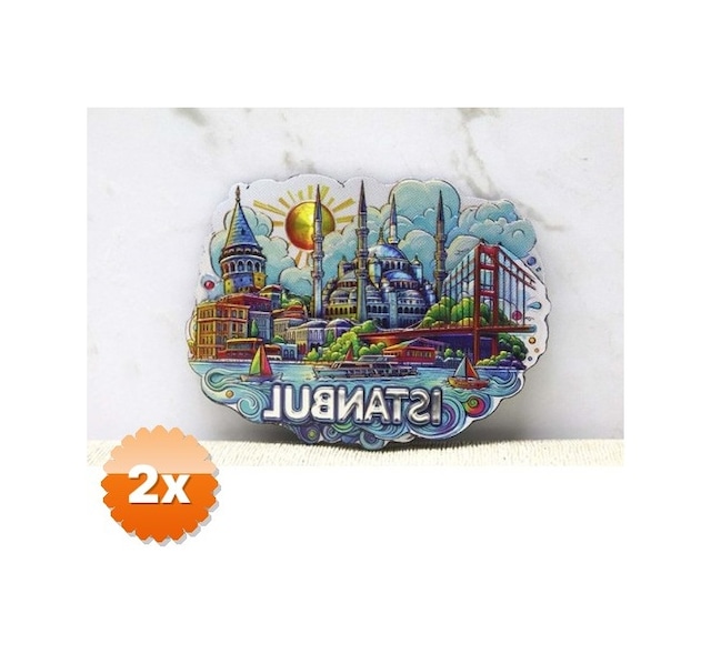 2 Adet İstanbul Temalı Silikon Buzdolabı Süsü Magnet 8x7 Cm
