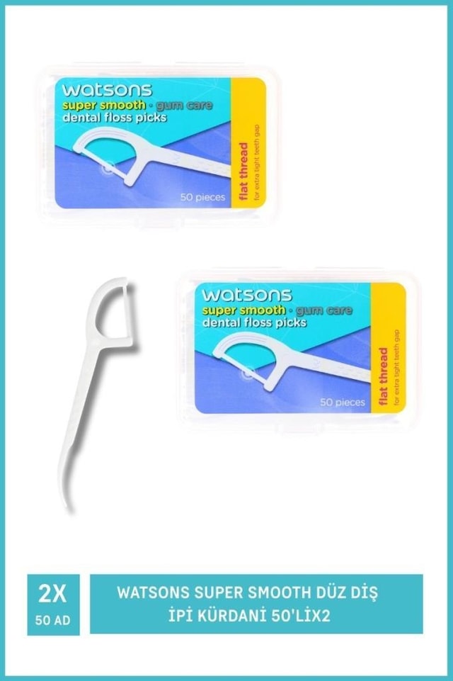 Watsons Super Smooth Düz Diş İpi Kürdani 50'lix2