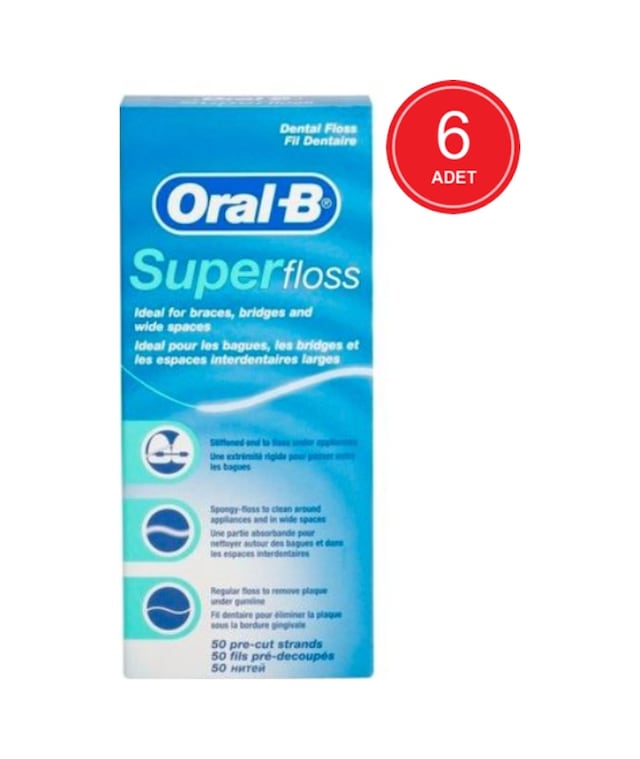Oral-B Super Floss Diş İpi 50'li x 6 Paket