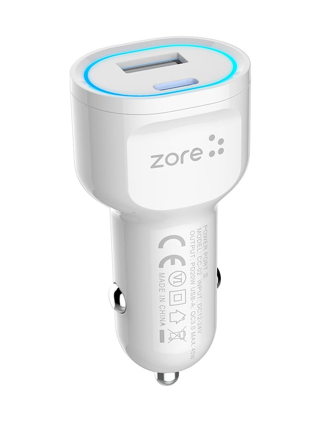 Makstechnology Cc-02 Hızlı Şarj Özellikli Led Işıklı Qc 3.0 Usb-a Ve Type-c Pd Araç Şarj Başlığı Pd 20w - Beya Beyaz