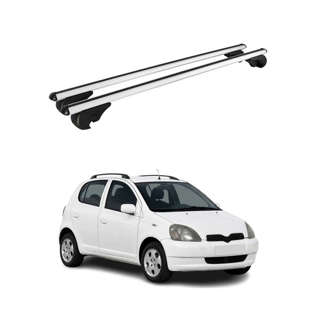 Toyota Yaris I Hatchback 1999-2005 Arası Uyumlu Port Bagaj Taşıyıcı Ara Atkı Alüminyum Gümüş 2 Parça