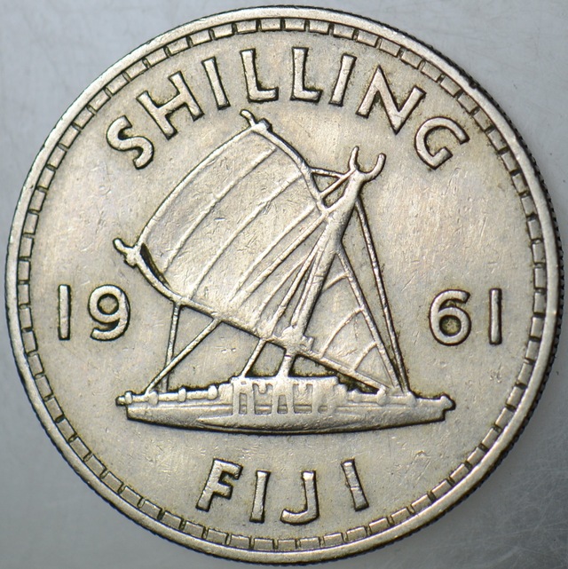 Fiji 1 Şilin 1961 Yelkenli-kraliçe Iı. Elizabeth.