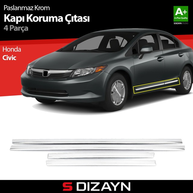 S-Dizayn Honda Civic Kapı Koruma Çıtası Krom 2012-2016