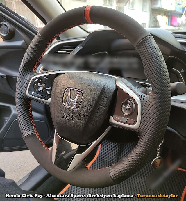 Honda Civic Fc5 Araca Özel Direksiyon Kılıfı Nokta Alcantra Turu