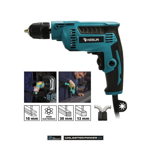 Assur 580W Metal Şanzıman 10mm Elektrikli Vidalama Matkap - 2739