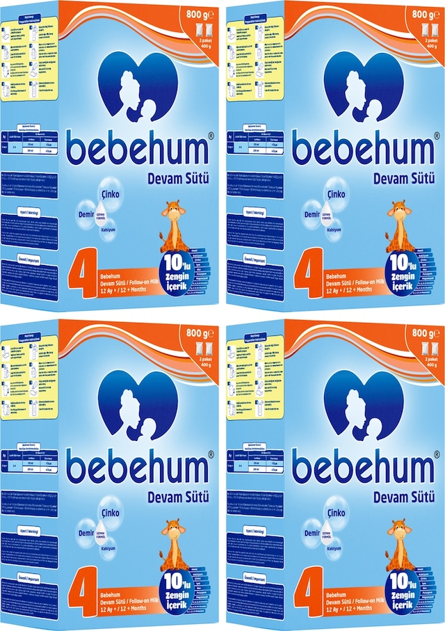 Bebehum 4 Numara Devam Sütü 12 Ay+ 800 gr x 4 Adet