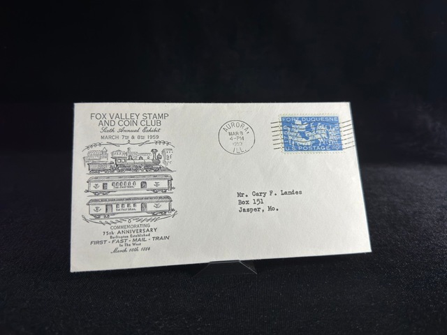 Usa 1959 Fox Valley Stamp And Coin Club Fdc Amerika Tren Temalı İlk Gün Zarfı Teşhir Ürün