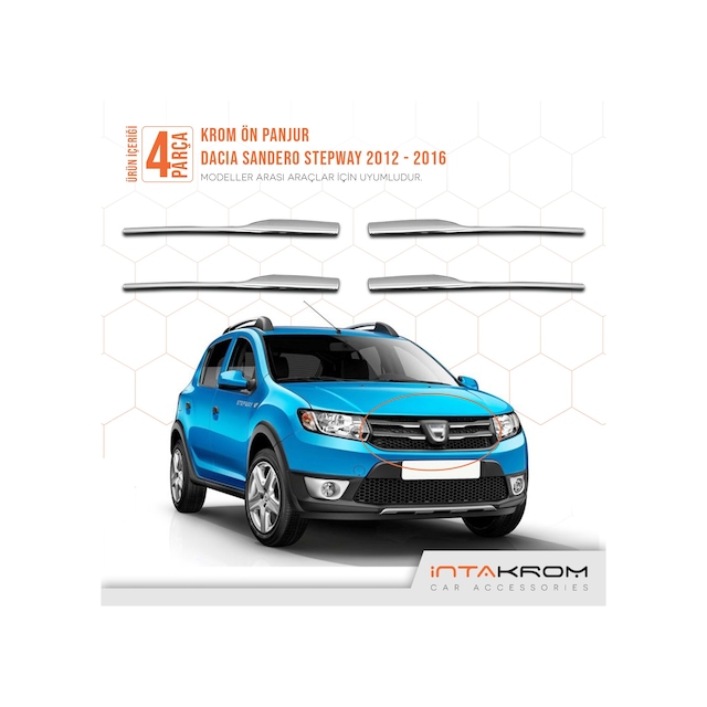 intakrom Dacia Sandero Stepway Ön Panjur 4 Parça 2012 - 2016