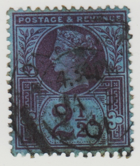 Kraliçe Vıctorıa 2,5 Penny Damgalı Pul 1887. Birleşik Krallık-ingiltere.
