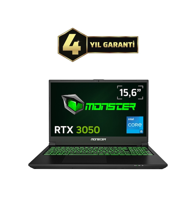 Monster Abra A5 V21.5.7 i5-12450H 8 GB 500 GB SSD RTX3050 15.6" W11H Dizüstü Bilgisayar