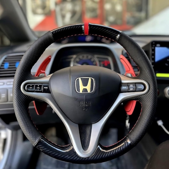 Honda Civic Fd6 Araca Özel Direksiyon Kılıfı 5d Kristal Karbon Nokta Siyah İp siyah