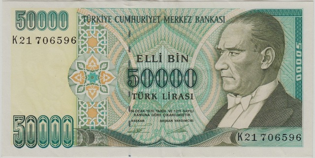 7. Emisyon 2. Tertip 50.000 Lira K21 Ççt+