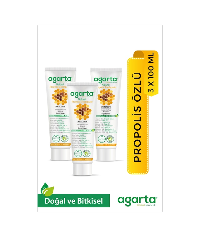 Agarta Doğal Propolis Özlü Diş Macunu 3 x 100 ML
