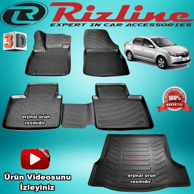 Renault Symbol 3D Paspas+Bagaj Havuz Siyah 2013-2020 Arasırizline
