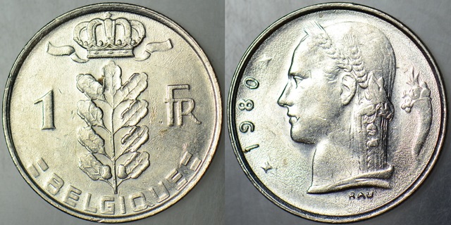 Belçika 1 Frank 1980 Belgıque Çil -