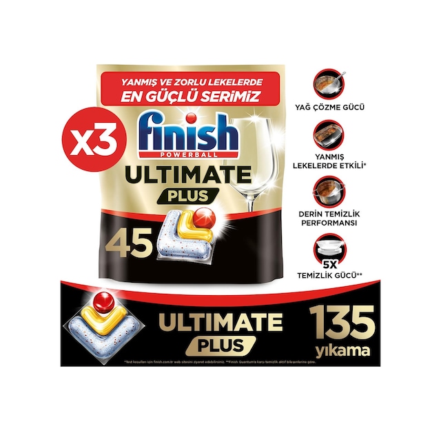 Finish Ultimate Plus Bulaşık Makinesi Deterjanı Kapsül Tablet Limon 135 Adet 3x45