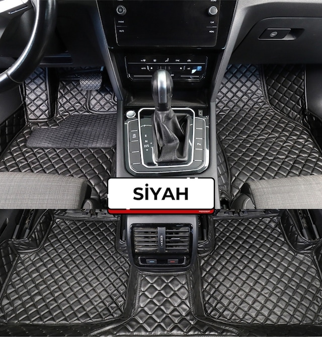 Volkswagen Vw T-cross 2022-2025 Siyaha Siyah Dikiş 8d Premium Tam Kaplama Kaymaz Deri Oto Paspas