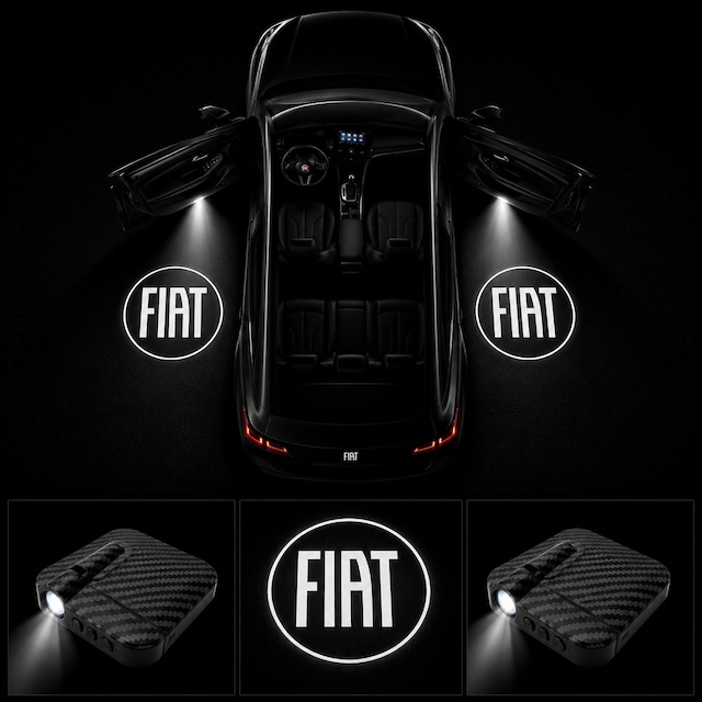 Yeni Fiat Kapı Altı Logo Projektör Led Işığı 2'li Set Pilli Kablosuz Kapı Karşılama Lambası