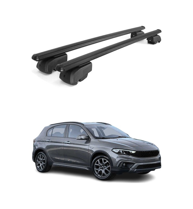 Fiat Egea Cross 2020-2026 Arası Uyumlu Port Bagaj Taşıyıcı Ara Atkı Alüminyum Siyah 2 Parça