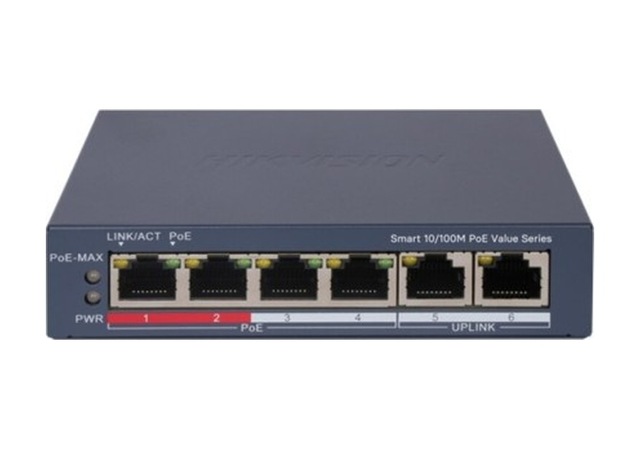 Ds-3e1106p-eı/m 4 Port 10/100 + 2 Port 10/100 Uplınk 45w 300 Metre Poe Cloud Yönetilebilir
