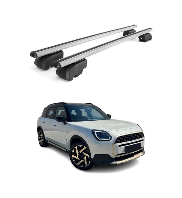Mini Countryman U25 2024-2027 Arası Uyumlu Port Bagaj Taşıyıcı Ara Atkı Alüminyum Gümüş 2 Parça