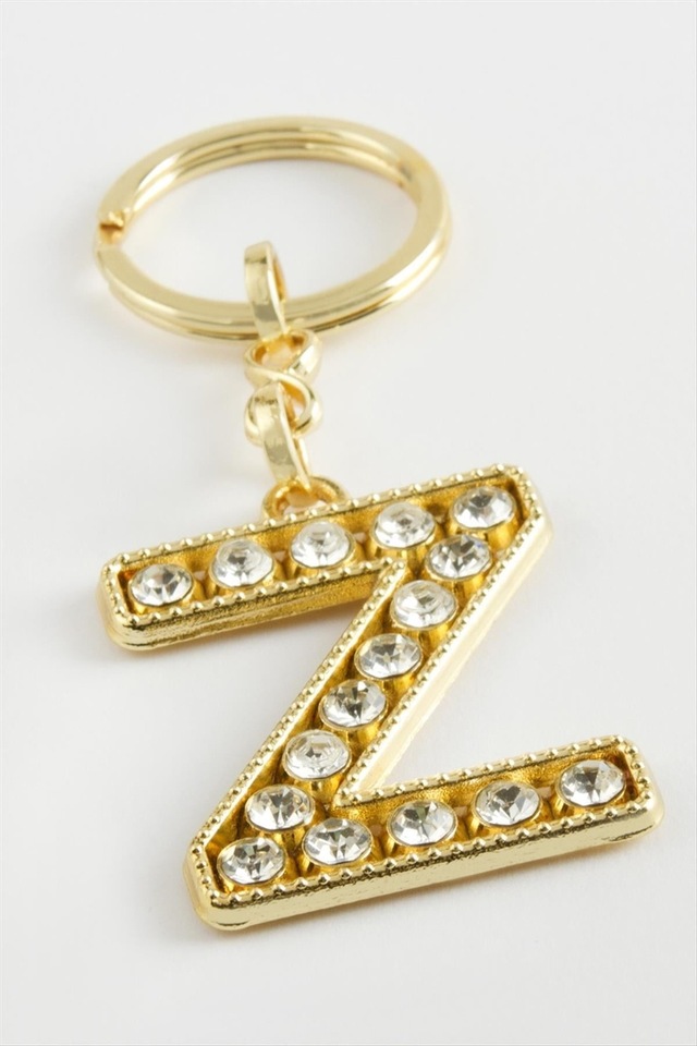 Sarı - 930 - Renkli Taşlı Harf - Spt-gld - Anahtarlık Z