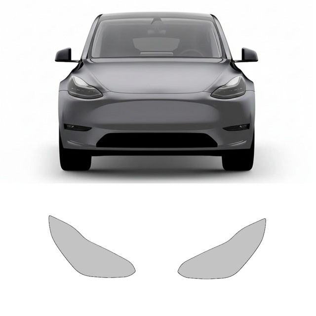 Tesla Model Y 2021 Juniper Ön Farlar, Hazır Kesim, 210 Mikron Ppf Tpu, Şeffaf Boya Koruma Filmi