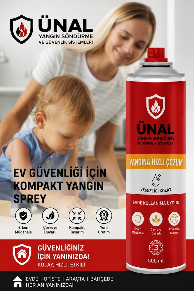 Söndürme Spreyi 500 Ml Ev, Araç Ve Ofis İçin Kompakt Yangın Söndürme Çözümü İş Yeri İçin