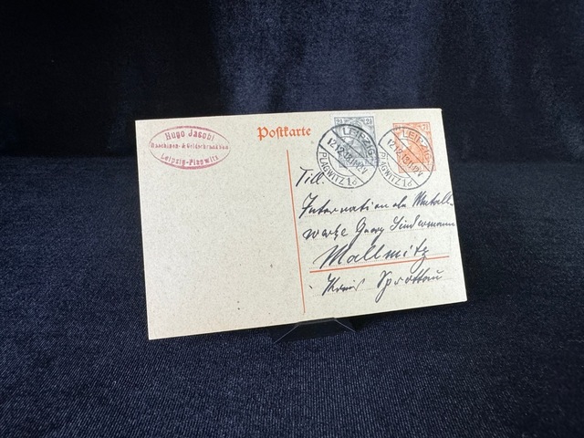 Antiye 1918 Yılından Almanya Germania Pullu 2 1/2 Pfennig Ve Germania 7 1/2 Pfennig Kendinden Pullu Postakartı Teşhir Ürün