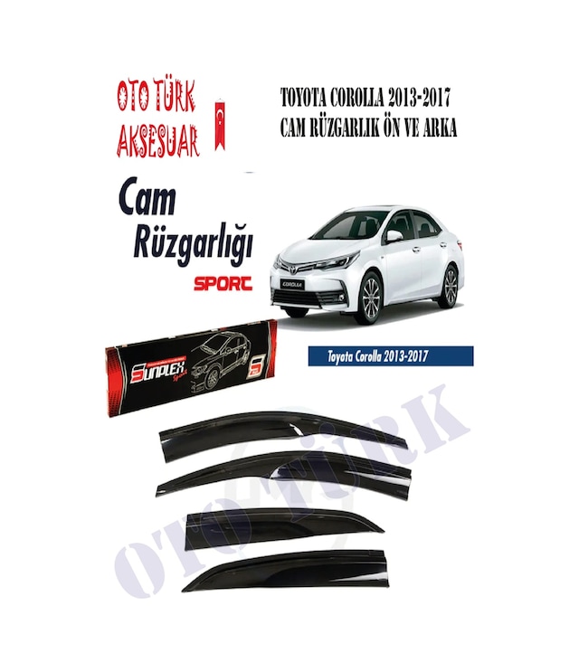 Toyota Corolla Uyumlu 2013 2017 Mugen Cam Rüzgarlık 4 Lü Takım