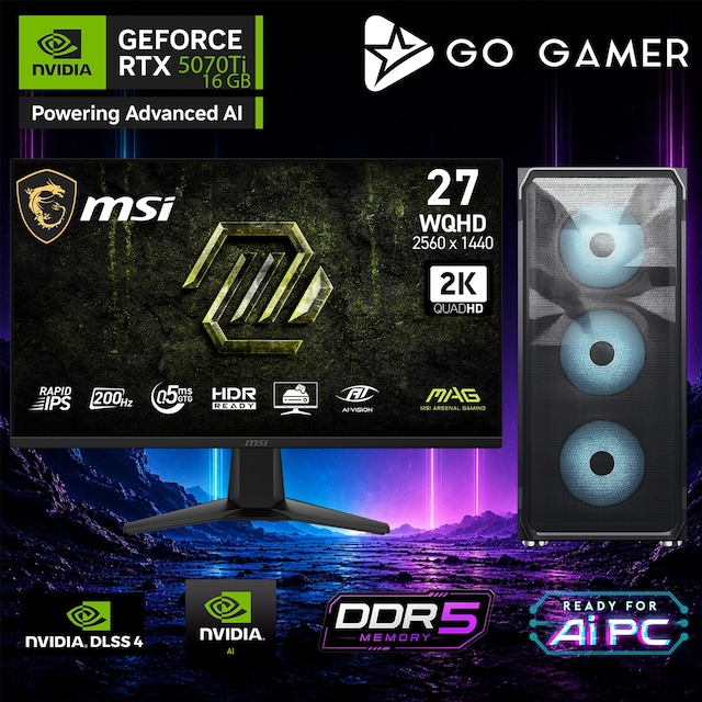 Go Gamer AE883D Ryzen 9 9900X3D RTX 5070 TI 64GB RAM 2TB SSD