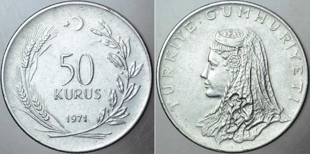 Türkiye Cumhuriyeti 50 Kuruş 1971.