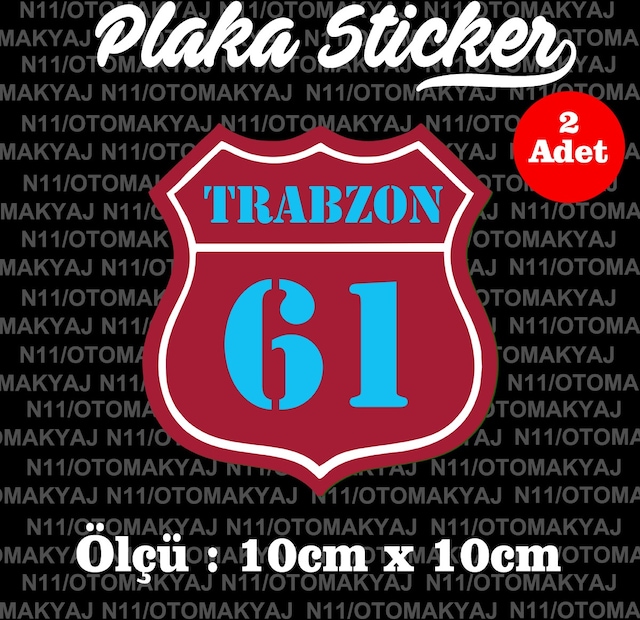 61 Trabzon İl Şehir Plaka Sticker Futbol Spor Kulüb