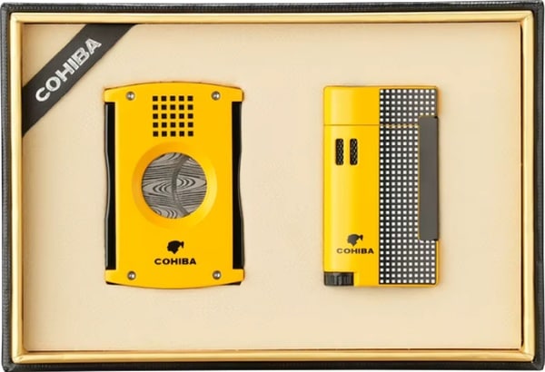 Limitli Seri Kesici Çakmak İkili Sarı Puro Seti - Tr7709