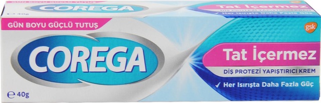 Corega Gün Boyu Güçlü Tutuş Diş Protez Yapıştırıcı Tat İçermez Krem 40 G