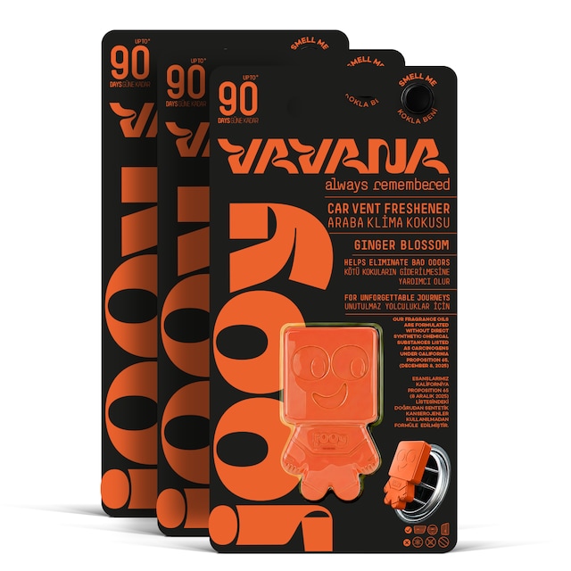 Vavana Jooy Araba Klima Kokusu 3'lü Set, 90 Gün Etkili Oto Kokusu Ginger Blossom