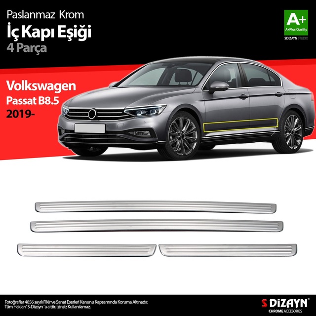 S-Dizayn Vw Passat B8.5 Krom İç Kapı Eşiği 4 Parça 2019 ve Üzeri