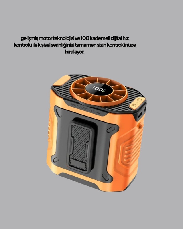 Dijital Ekranlı Turbo Mini Fan 3 Kademeli Hız, Sessiz Çalışma Ve Typec Şarj